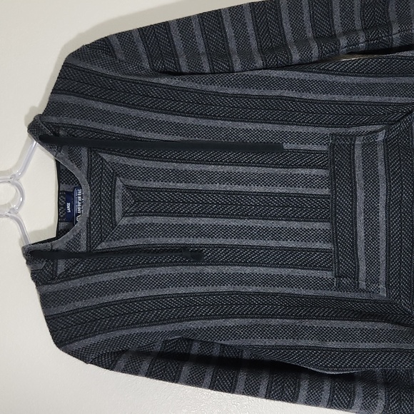 American Rag long-sleeved poncho hoodie Size Large Unisex Grey and Black - Picture 3 of 9